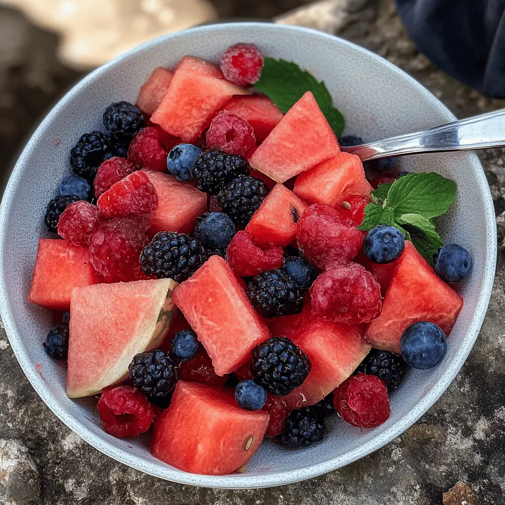 Easy Berry Watermelon Fruit Salad Recipe