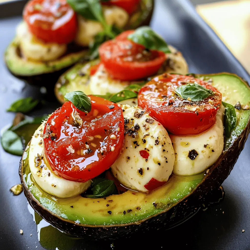 Brighten your meal with these delicious Caprese Stuffed Avocados! Creamy ripe avocados are filled with juicy tomatoes, fresh basil, and mozzarella for a refreshing taste. Perfect as a light lunch, a healthy snack, or a stylish appetizer at your next gathering. Save this recipe to impress your friends and family with a vibrant dish anytime!