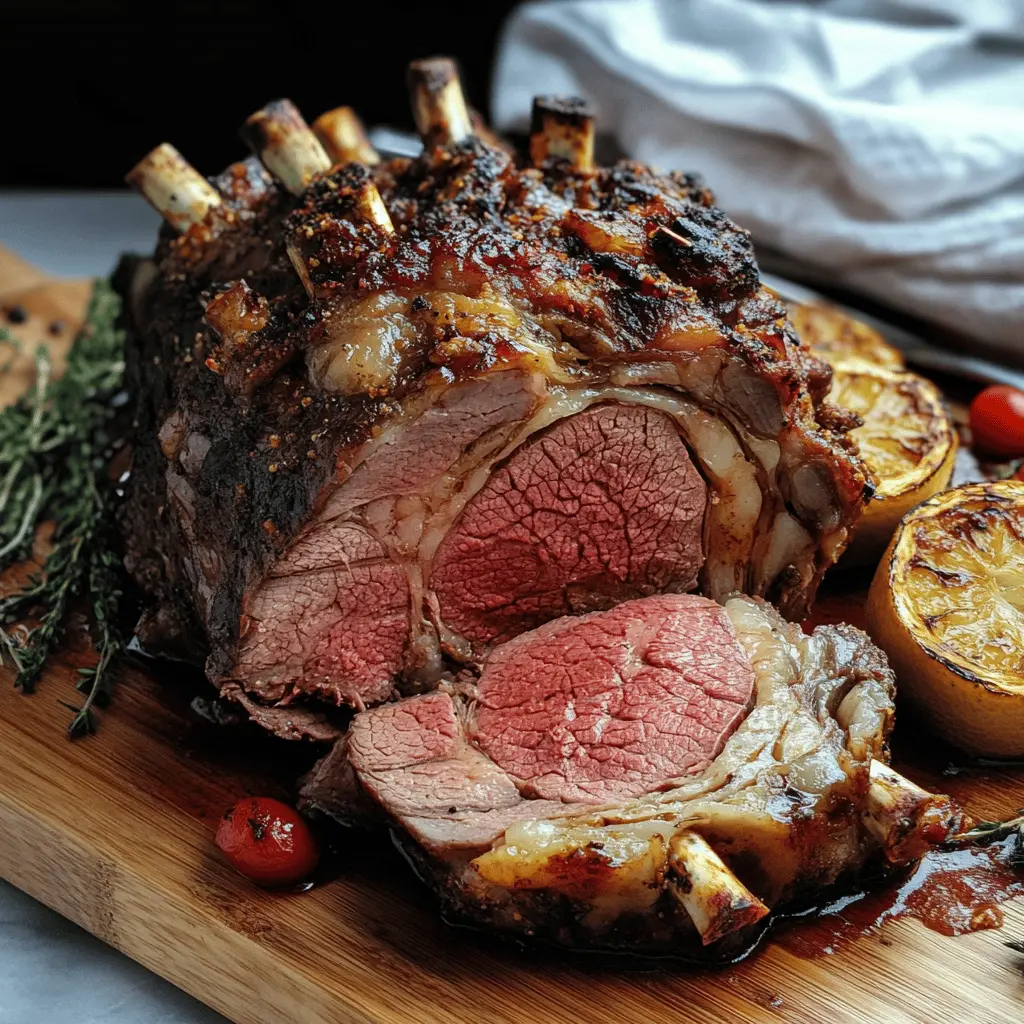 This easy standing rib roast is the perfect centerpiece for your holiday feast or a special dinner. With tender, juicy meat and a flavorful herb crust, it's sure to impress your guests! Follow our simple steps for a delicious result every time. Save this recipe for your next family gathering or celebration!