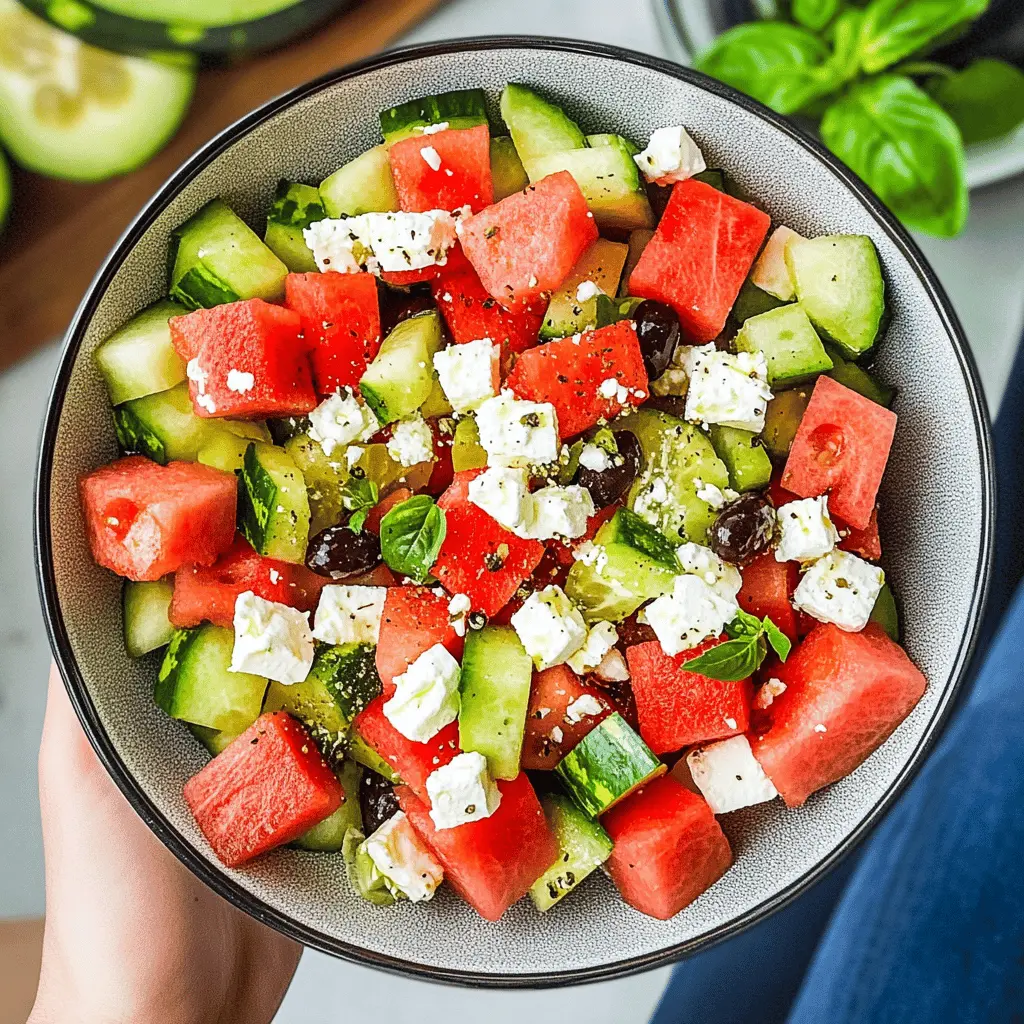 Brighten your summer days with this Fresh Watermelon Feta Salad! Bursting with juicy watermelon, creamy feta cheese, and a hint of mint, this refreshing dish is a perfect balance of sweet and savory. Ideal for picnics, barbecues, or as a light snack, don't forget to save this scrumptious recipe for your next outdoor gathering!