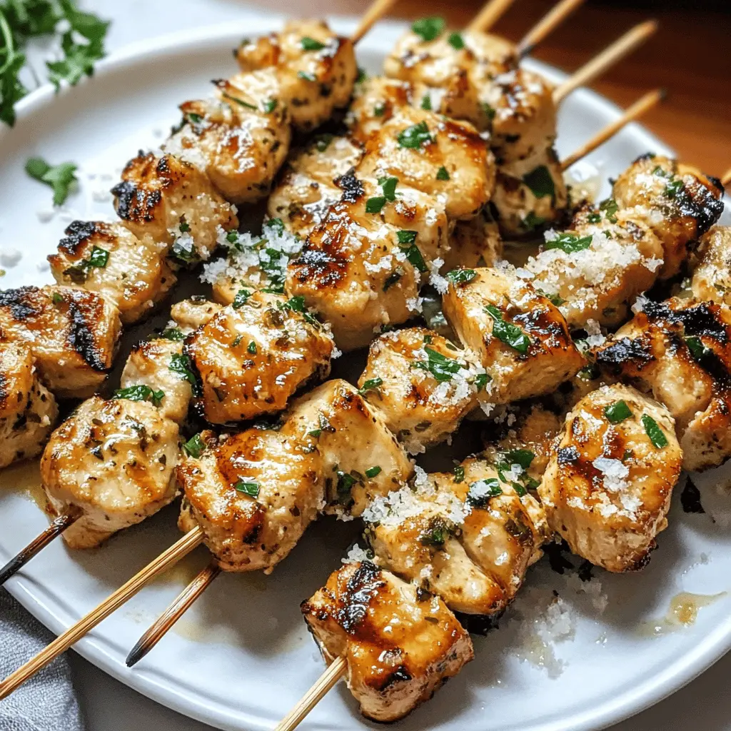Get ready for a flavorful BBQ night with these Garlic Parmesan Chicken Skewers! Juicy chicken pieces are marinated in a garlic and Parmesan blend, perfect for grilling. Ideal for summer gatherings or an easy weeknight dinner. Save this recipe now to impress your family and friends with a delicious dish everyone will love!