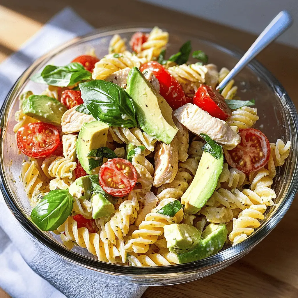 This Healthy Chicken Pasta Salad is a perfect blend of flavors! Packed with tender chicken, creamy avocado, juicy tomatoes, and fresh basil, it's a refreshing dish for any lunch or dinner. Quick to prepare, this salad is light yet filling, making it ideal for meal prep or a picnic. Save it now to enjoy a nutritious dish that everyone will love!