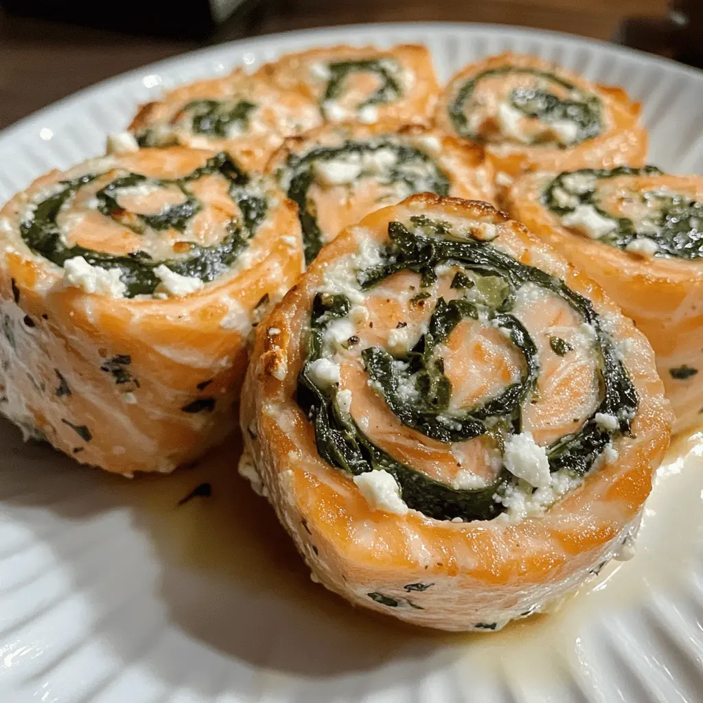 Enjoy a delicious twist on salmon with these Spinach And Feta Stuffed Salmon Pinwheels! Filled with creamy feta and fresh spinach, these pinwheels are perfect for a quick dinner or a special occasion. They're not only tasty but also packed with nutrients. Save this recipe for your next gathering or family meal and impress everyone with your culinary skills!
