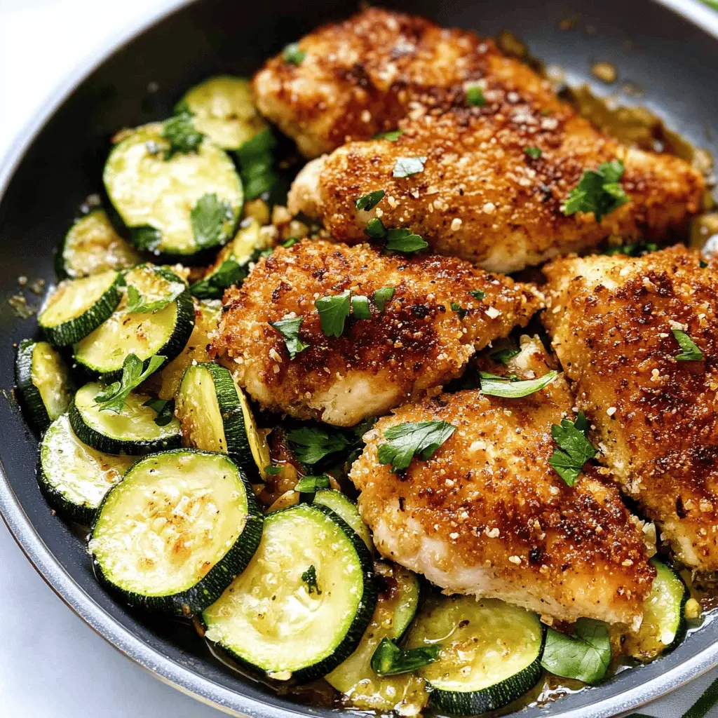 Easy Crispy Parmesan Garlic Chicken with Zucchini