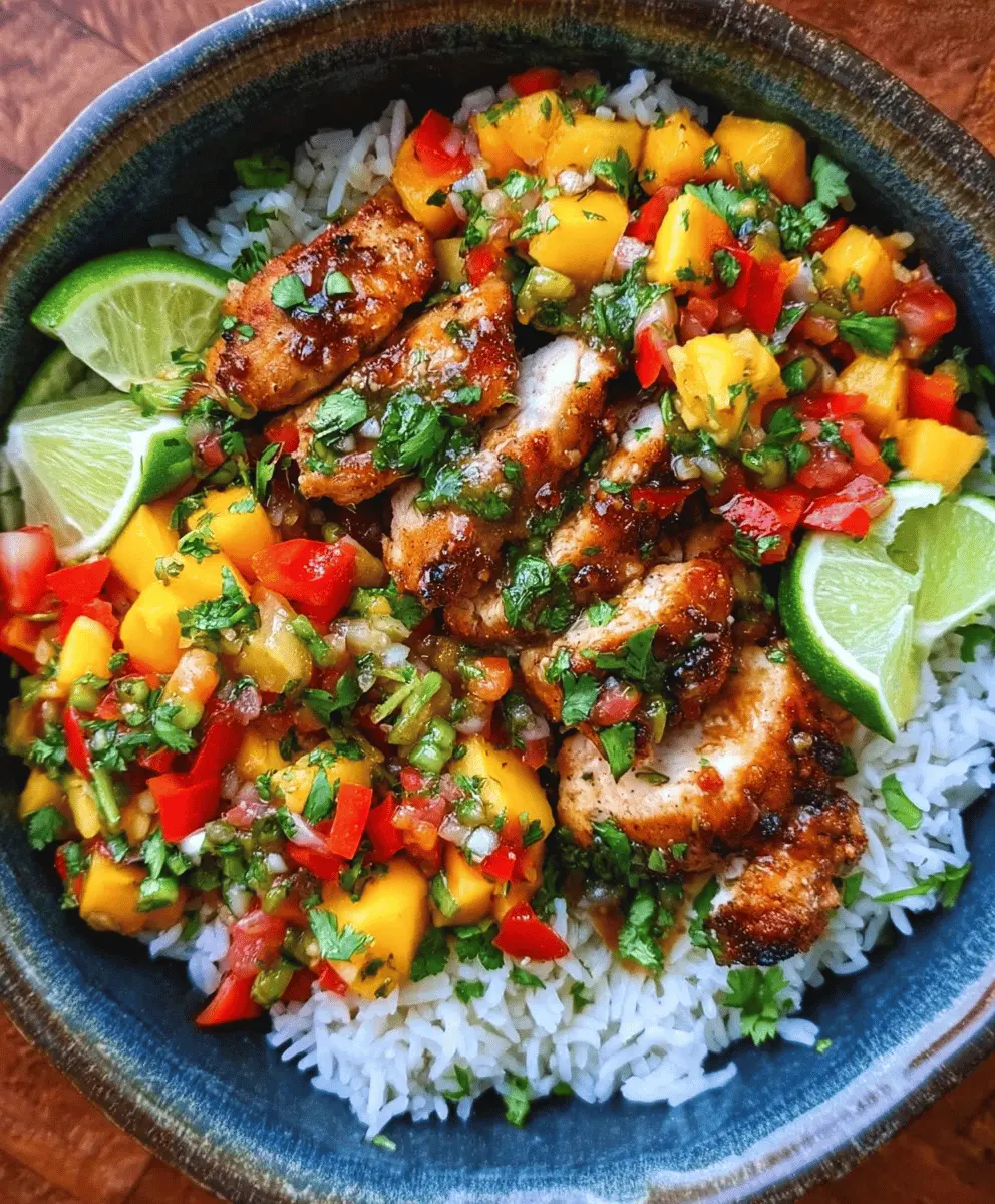 Easy Cilantro-Lime Chicken Bowls with Fresh Peach Salsa