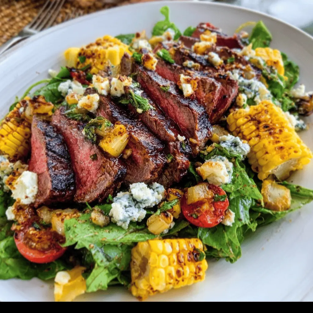 Balsamic Steak Salad With Gorgonzola and Grilled Corn