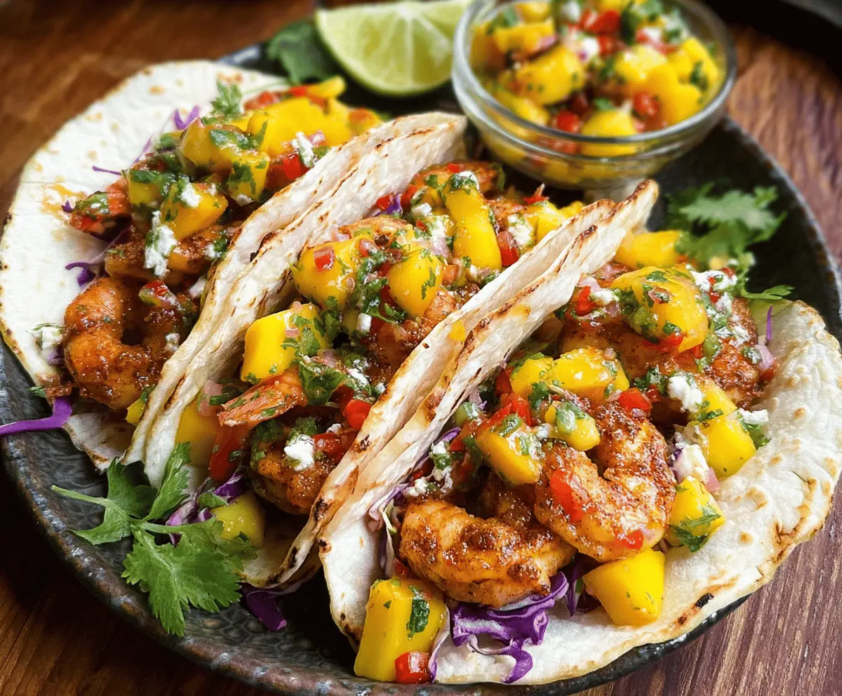 Easy Spicy Shrimp Tacos with Fresh Mango Salsa