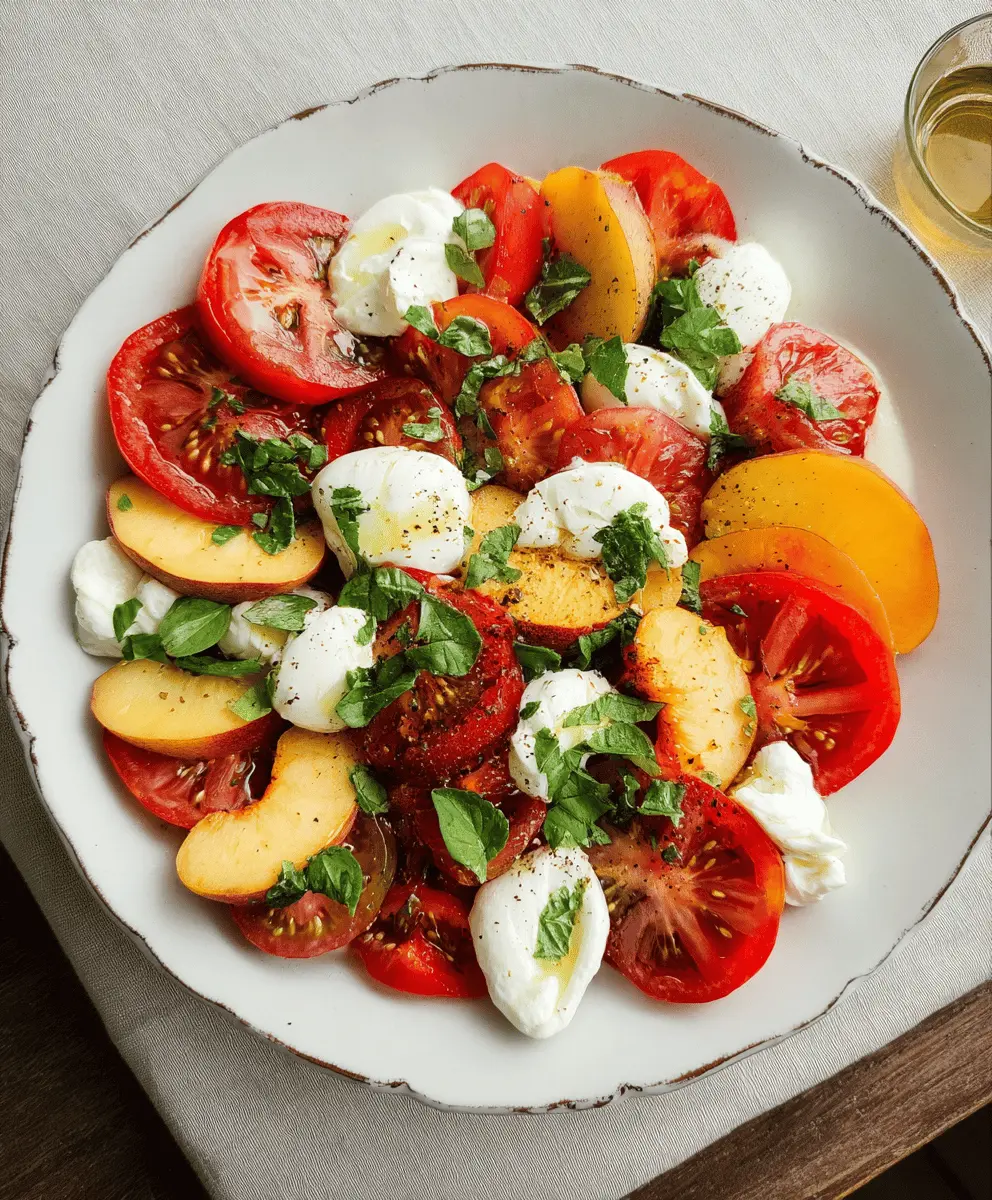 Fresh Tomato Peach Burrata Salad Recipe