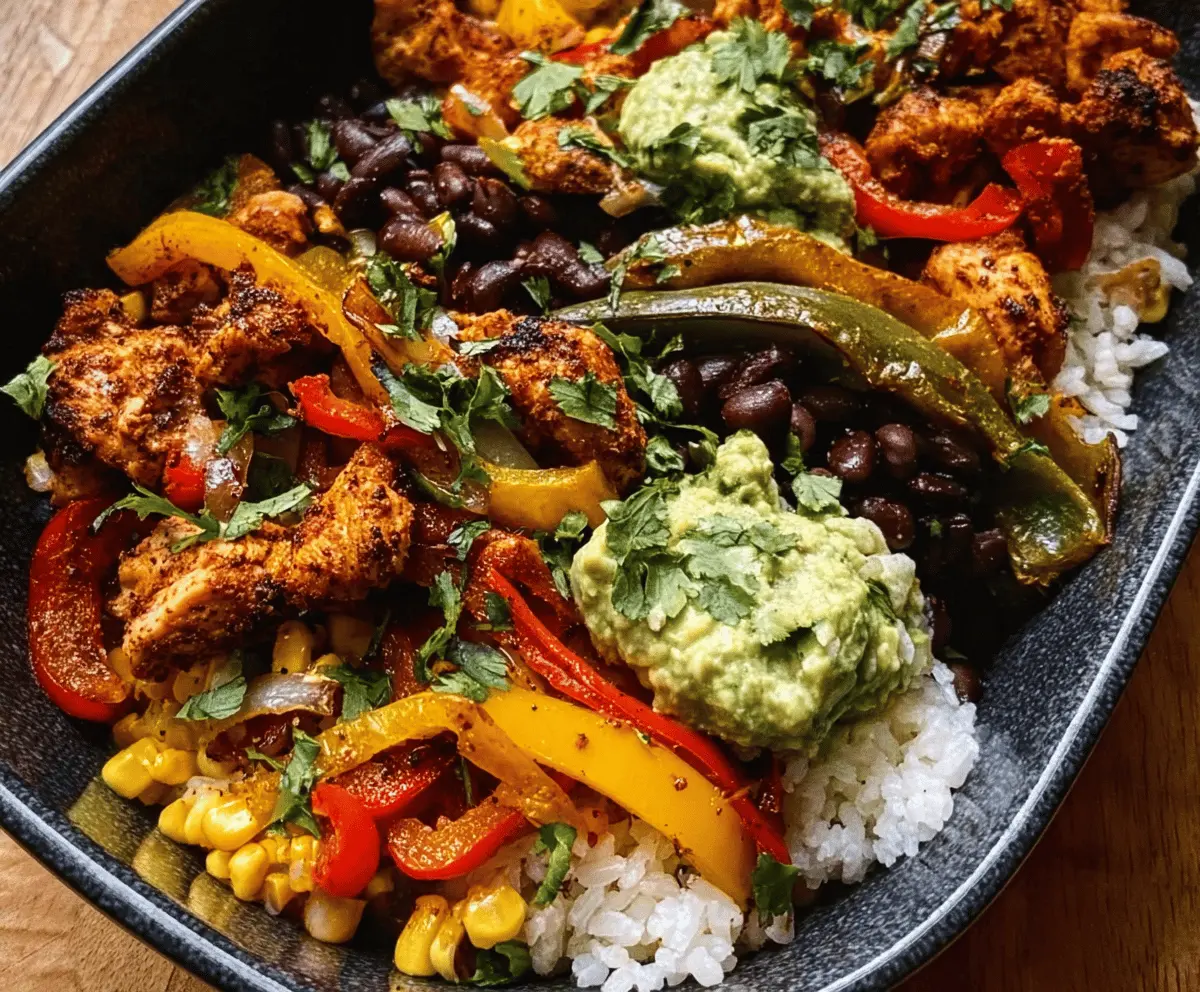 Easy Sheet Pan Poblano Chicken Fajita Bowls