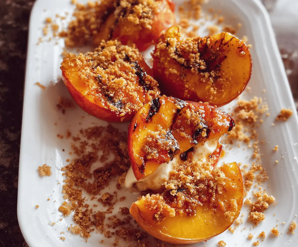 Maple Grilled Peaches with Almond Cookie Crumble