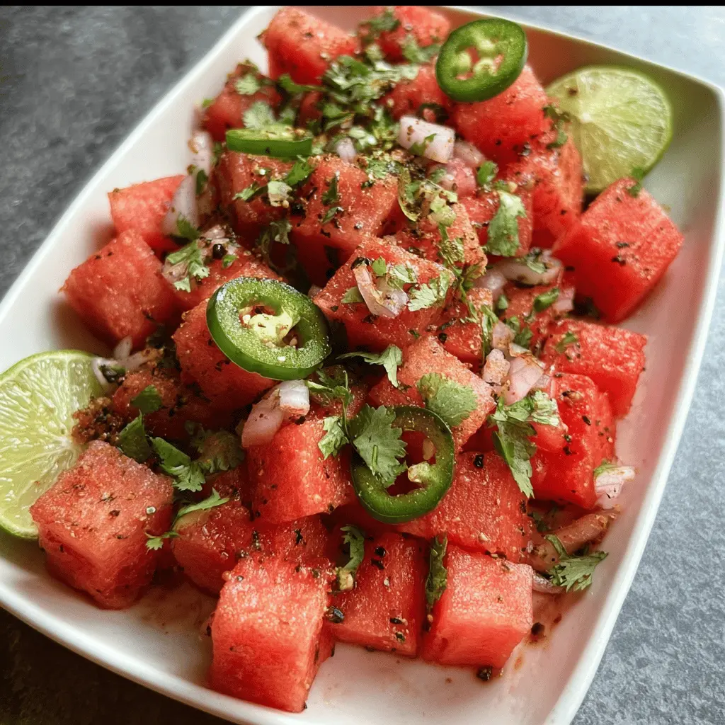 Easy Spicy Watermelon Salad with Cilantro and Lime
