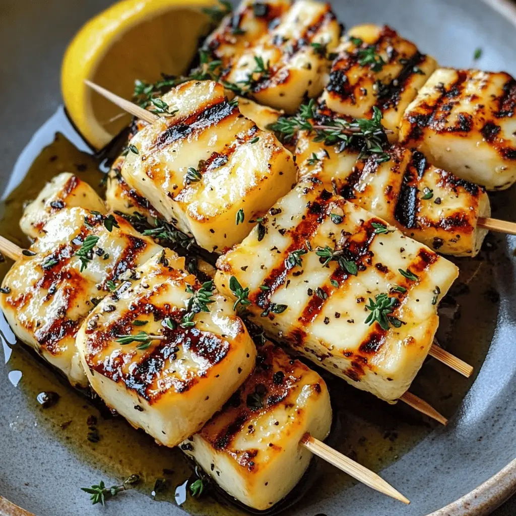 Easy Grilled Halloumi Skewers with Lemon and Thyme