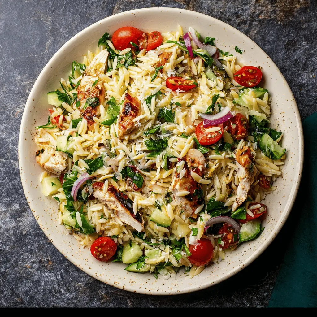 Easy Lemon Orzo Salad with Chicken