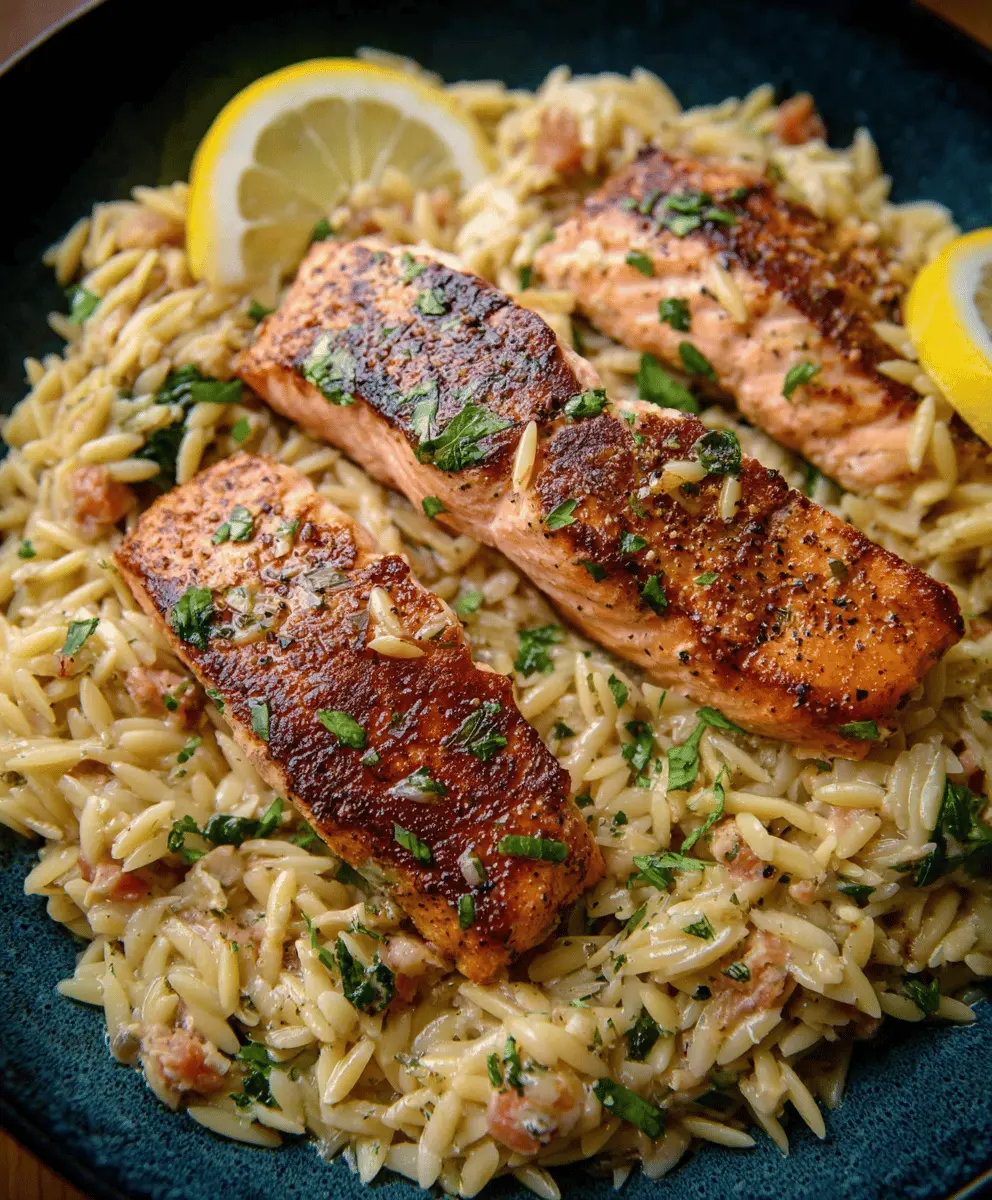 Easy Seared Salmon With Lemon Orzo