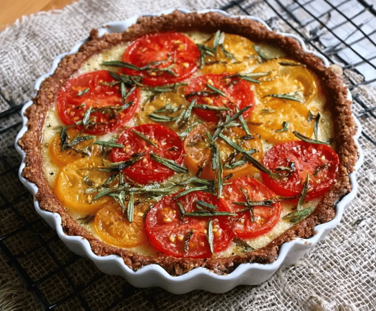 Easy Gluten-Free Tomato Basil Cheese Pie with Parmesan Rosemary Crust