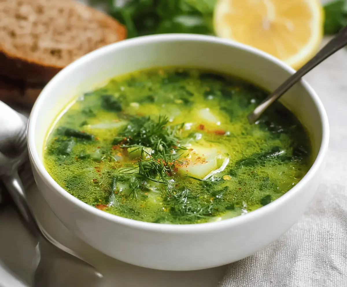 Easy Ukrainian Green Borscht Spinach Soup Recipe