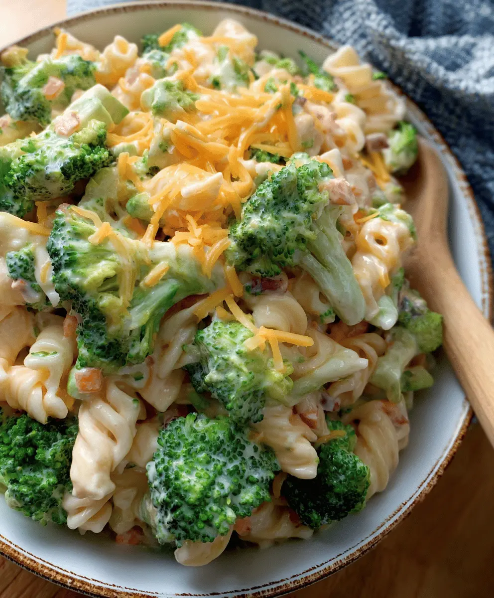 Easy Broccoli Cheddar Pasta Salad Recipe