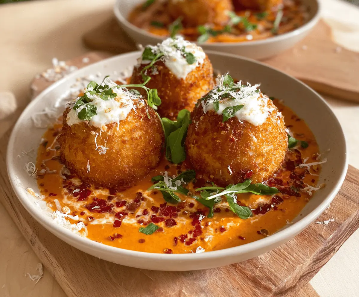 Crispy Fried Burrata with Spicy Vodka Sauce