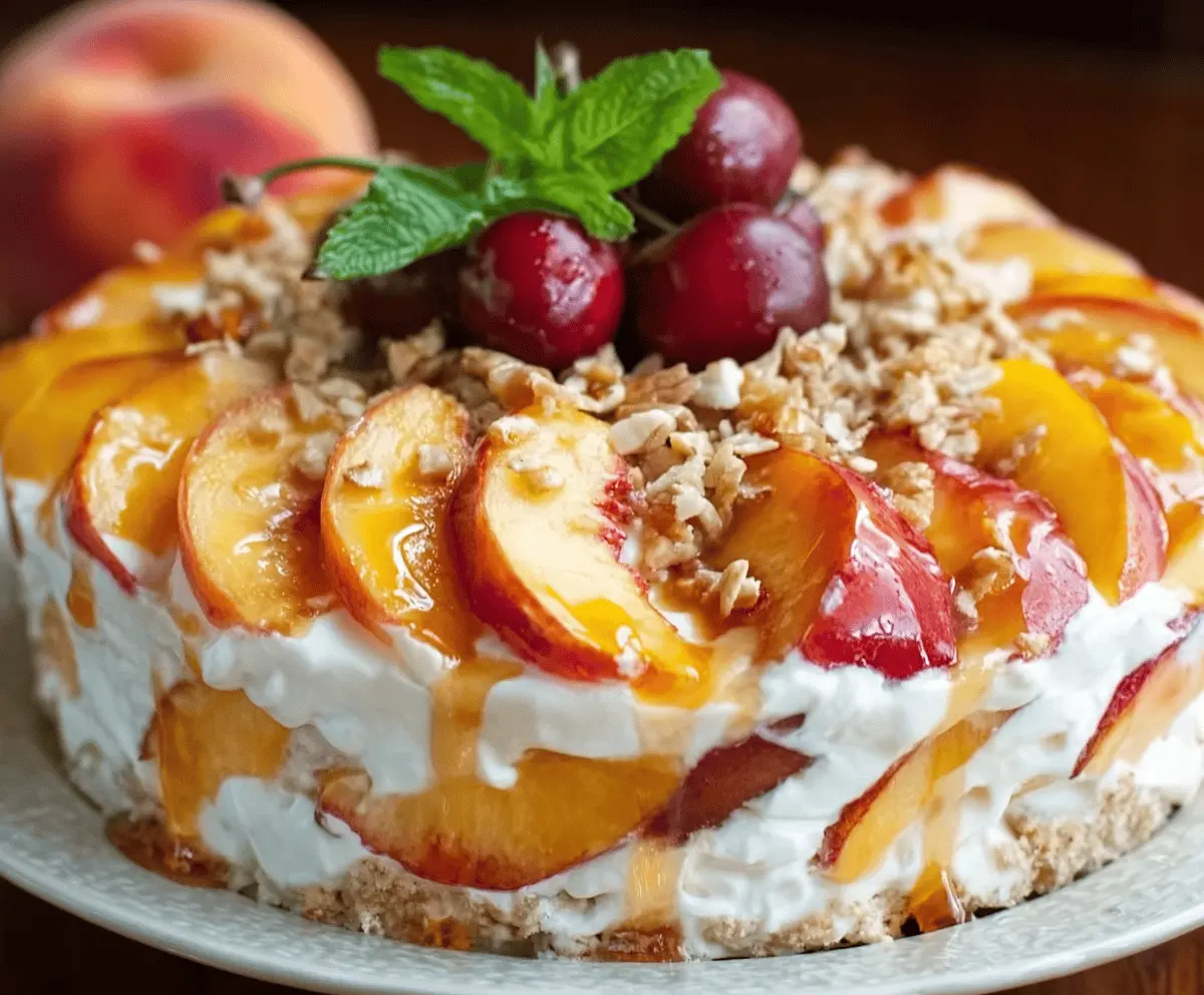Easy Peach Cobbler Cheesecake Fruit Salad Recipe