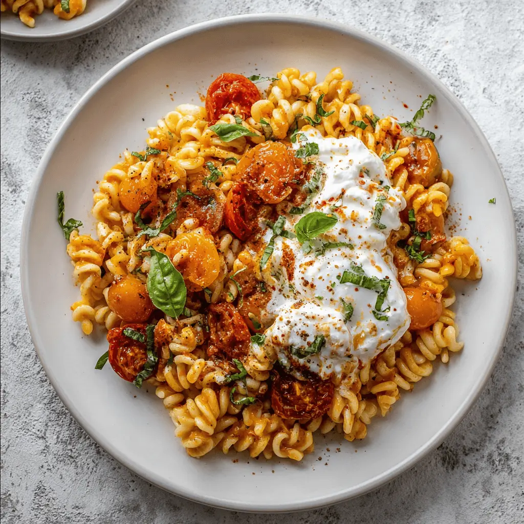 Easy Cherry Tomato Burrata Pasta Recipe