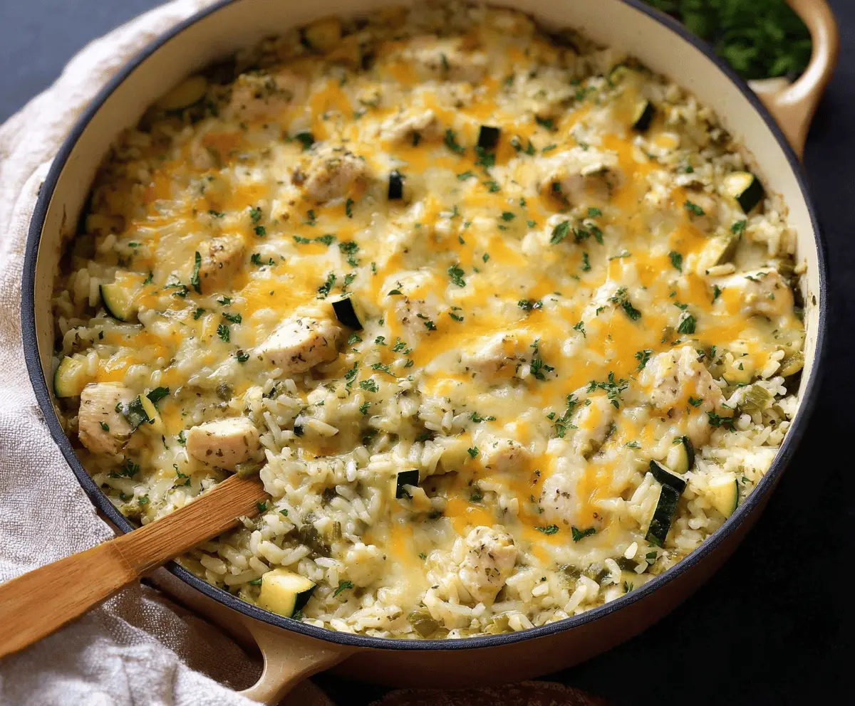 One Pot Cheesy Chicken, Zucchini & Rice