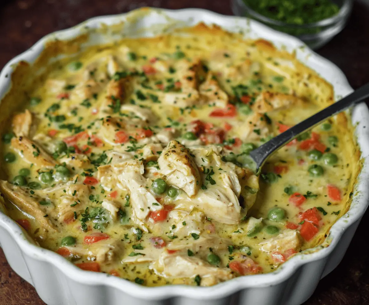 Easy Healthy Crustless Chicken Pot Pie Recipe