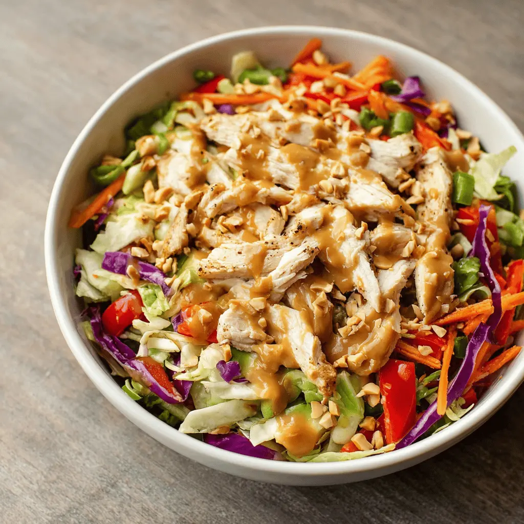 Fresh Thai Chicken Salad with Creamy Peanut Dressing