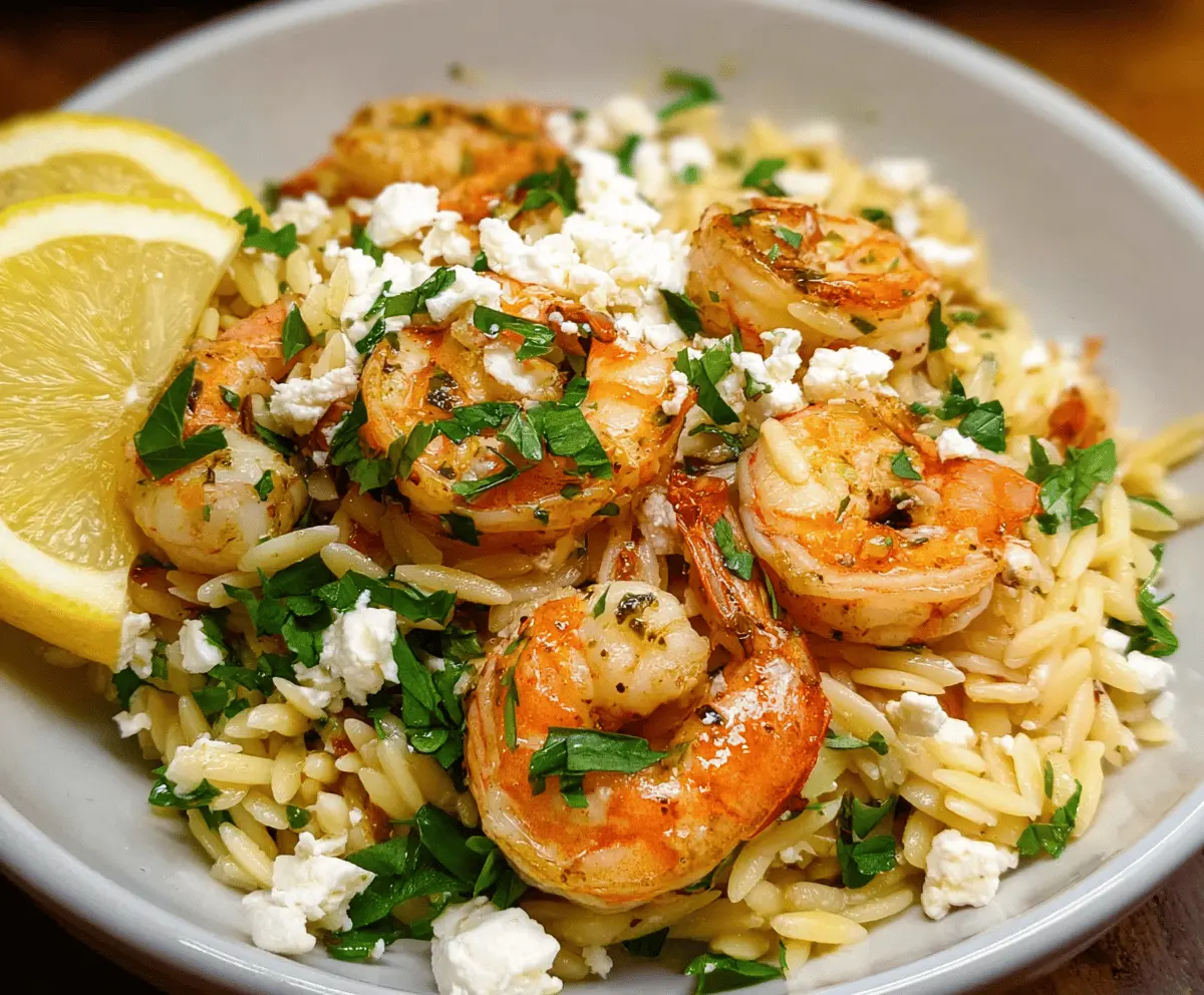 Easy Lemon Feta Orzo with Garlic Shrimp