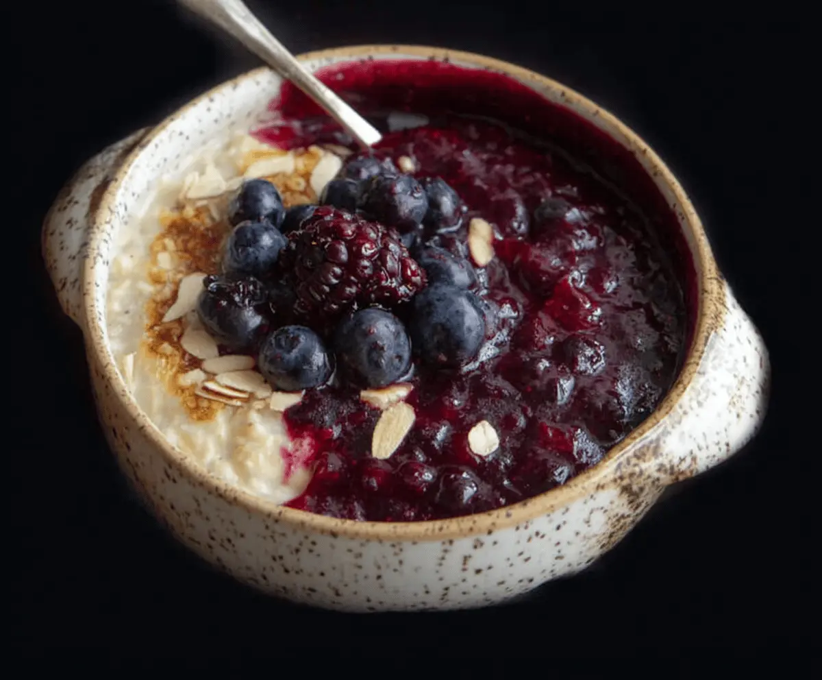 Creamy Custard Oats With Mixed Berry Sauce