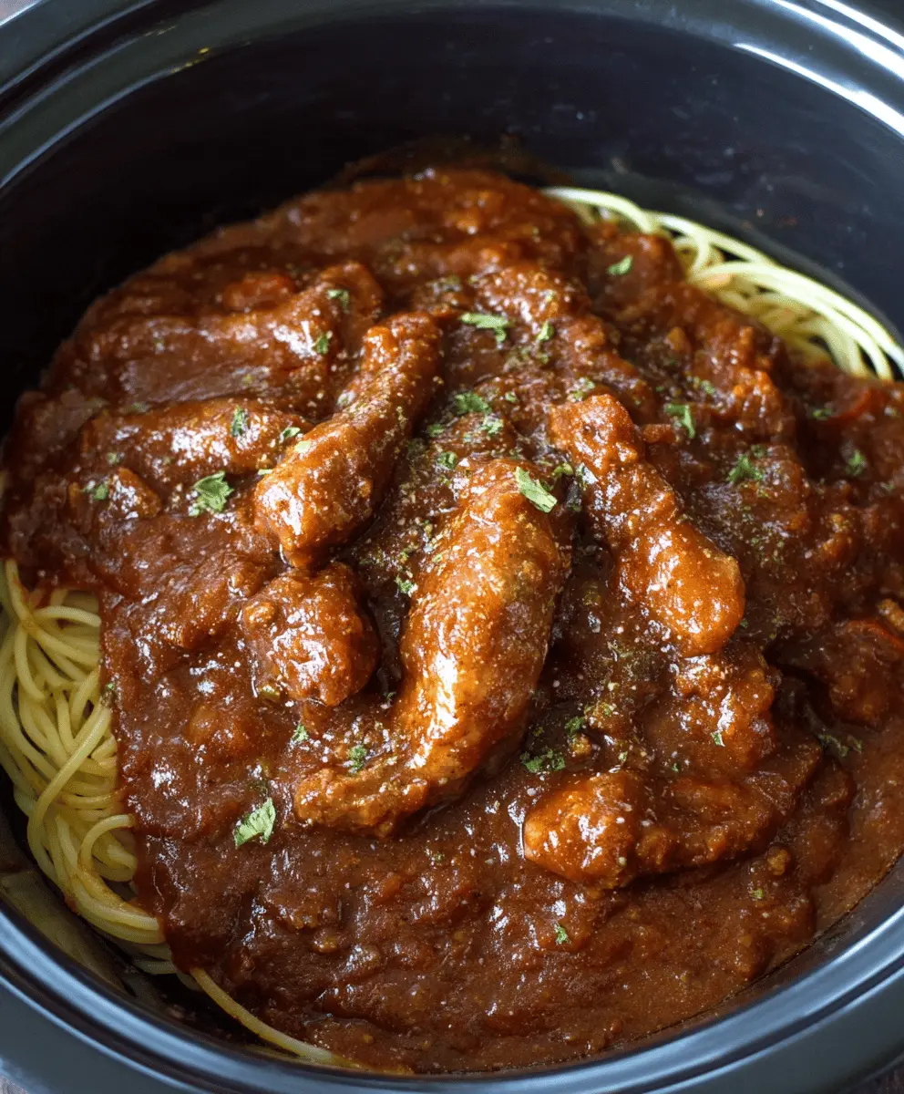 Easy Slow Cooker Italian Sausage and Beef Spaghetti Sauce