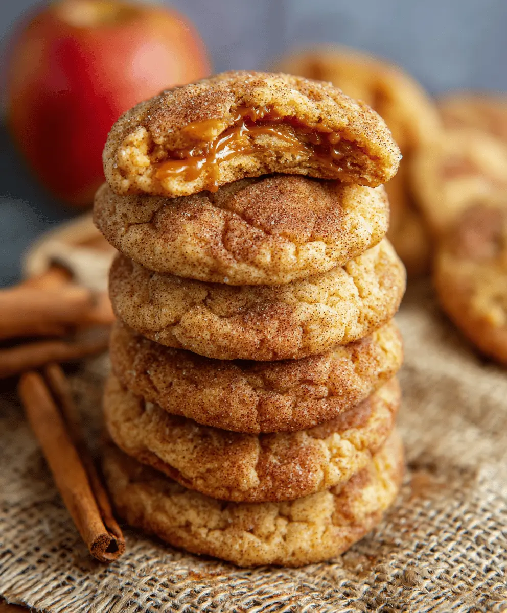 Chewy Caramel Apple Snickerdoodle Cookies