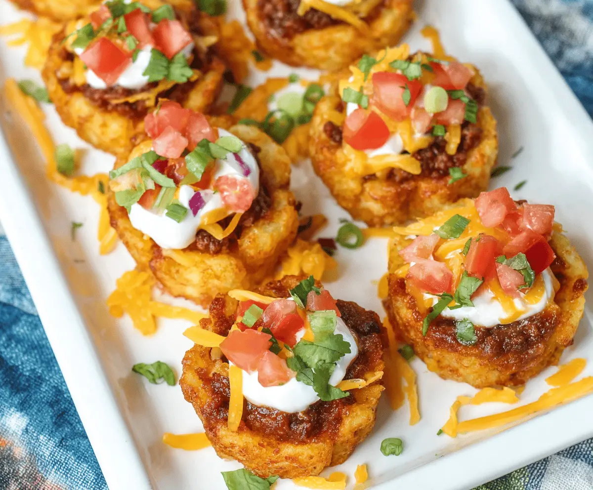 Easy Taco Tater Tot Cups Appetizer Recipe
