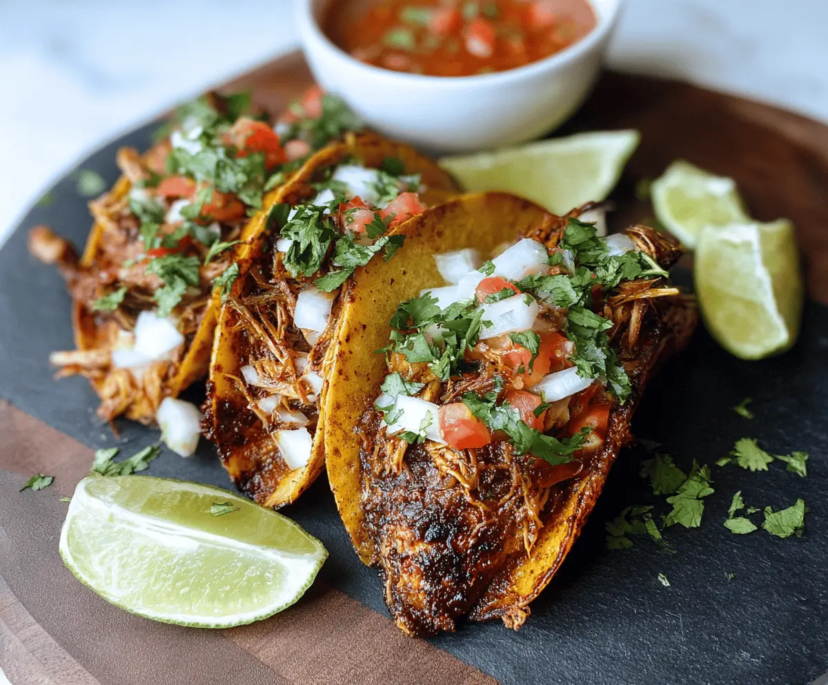 Delicious Crock Pot Birria Tacos topped with fresh cilantro and onions, showcasing flavorful Mexican slow cooker beef tacos