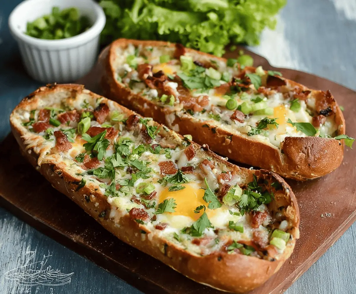 Delicious easy baked egg boats recipe featuring toasted bread filled with eggs, cheese, and herbs, perfect for a healthy breakfast or brunch.