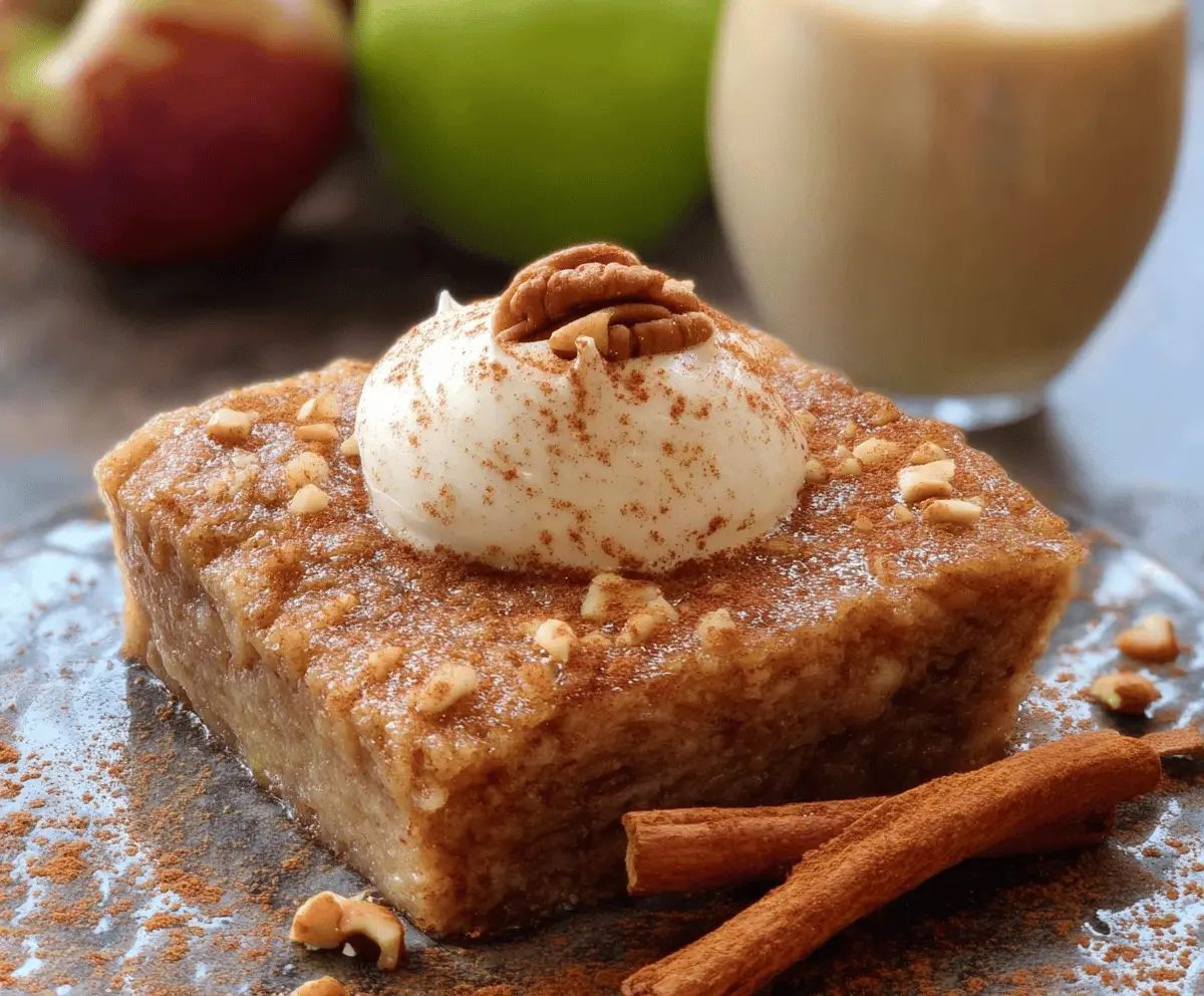 Delicious homemade apple cinnamon dessert featuring fresh apple slices topped with cinnamon spice and a golden crust, perfect for fall celebrations