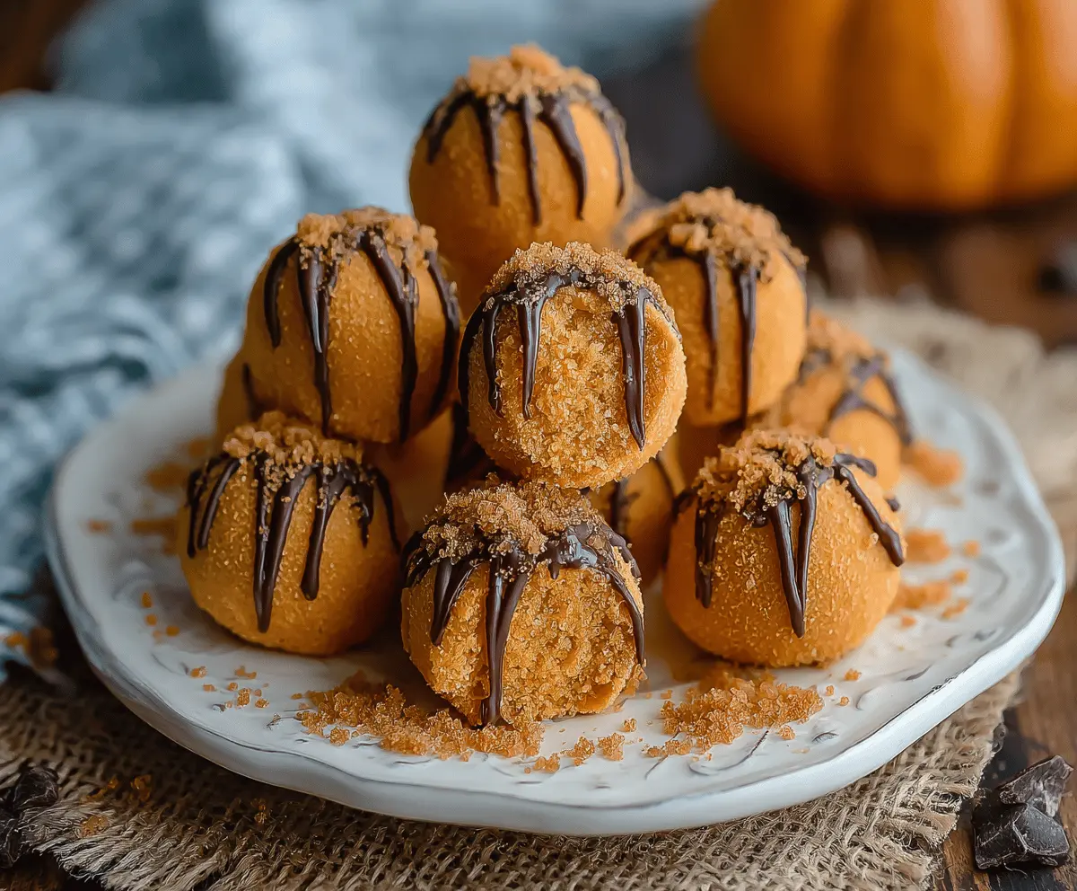 Delicious Pumpkin Cheesecake Truffles with creamy pumpkin filling coated in chocolate, perfect for fall desserts and Halloween treats
