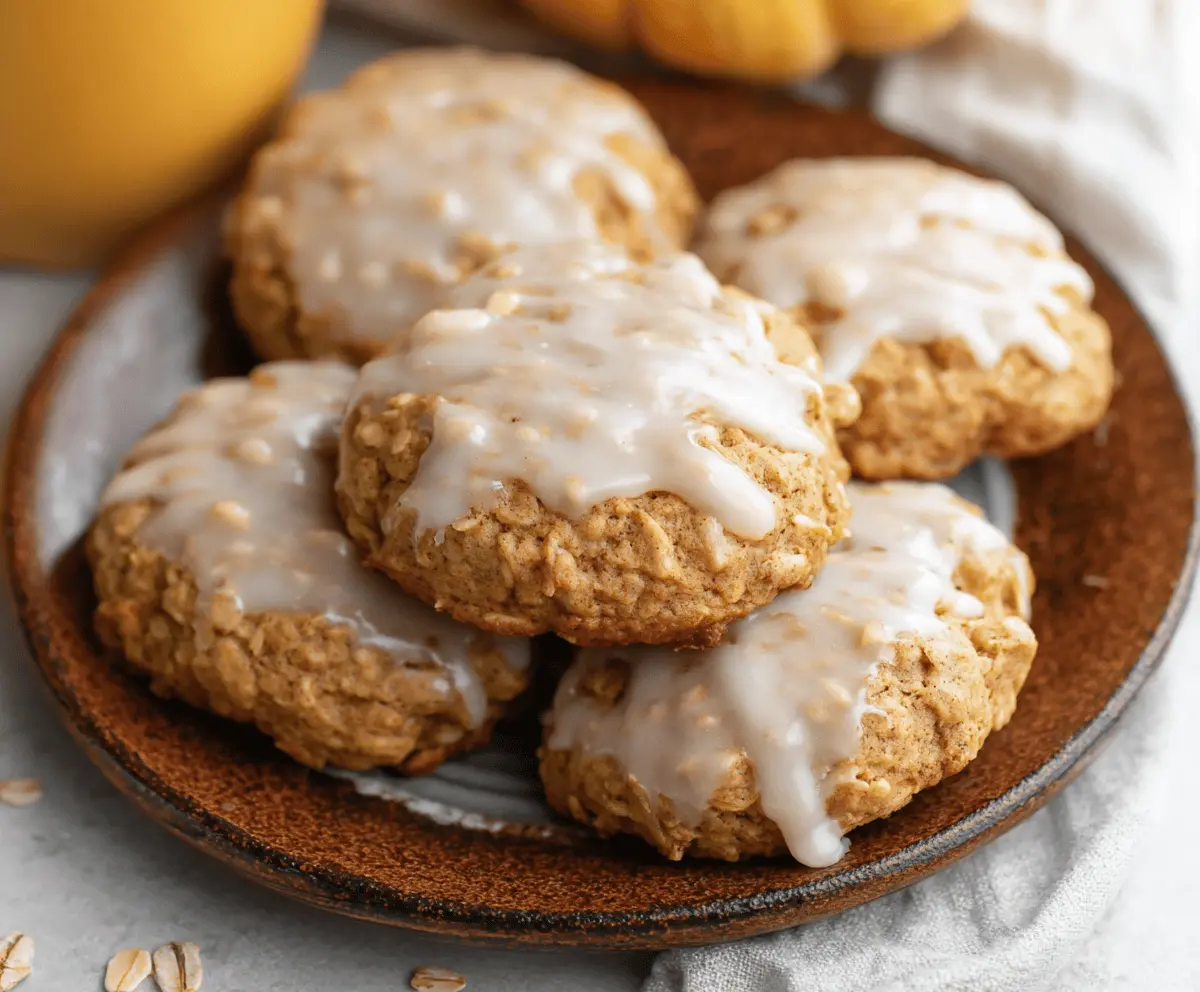 Pumpkin Oatmeal Cookies with Cinnamon Sugar Icing