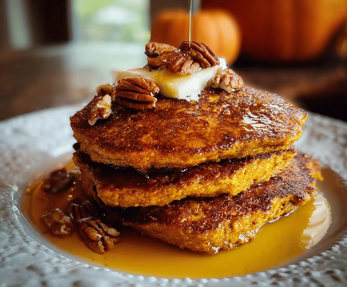 Delicious pumpkin pancakes topped with whipped cream and cinnamon, perfect for fall breakfast or brunch