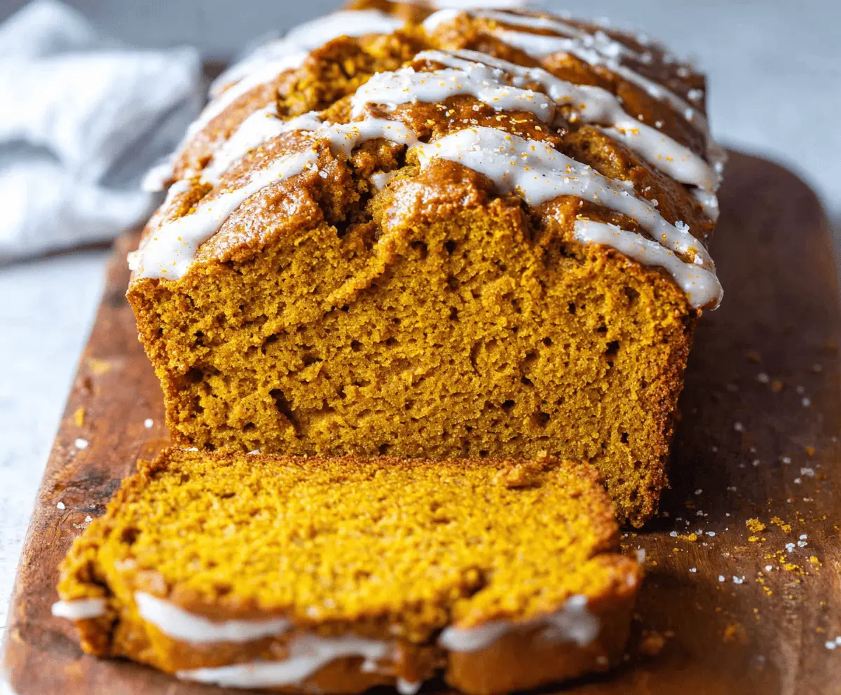 Delicious vanilla pudding pumpkin bread with a moist texture and warm fall flavors, perfect for autumn baking.