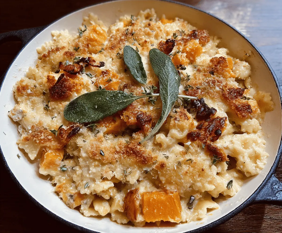 Baked Feta and Butternut Squash Pasta with Sage