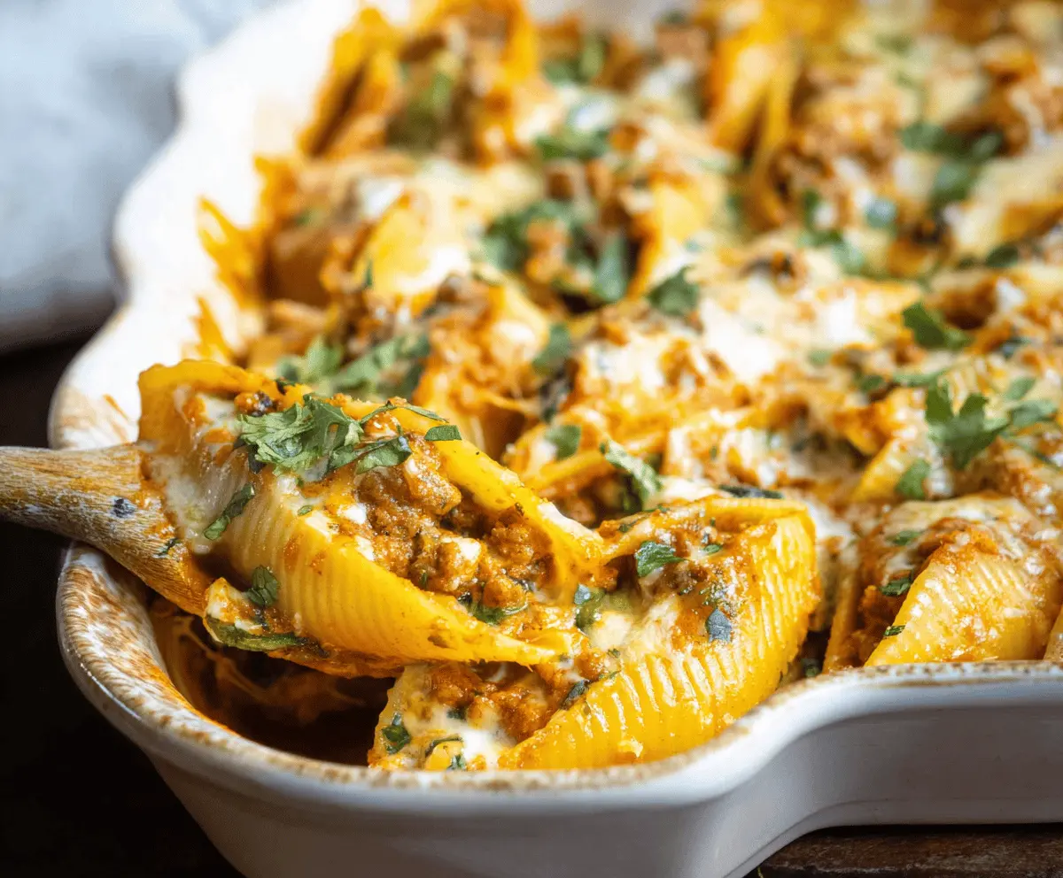 Cheesy Pumpkin and Spicy Sausage Stuffed Shells