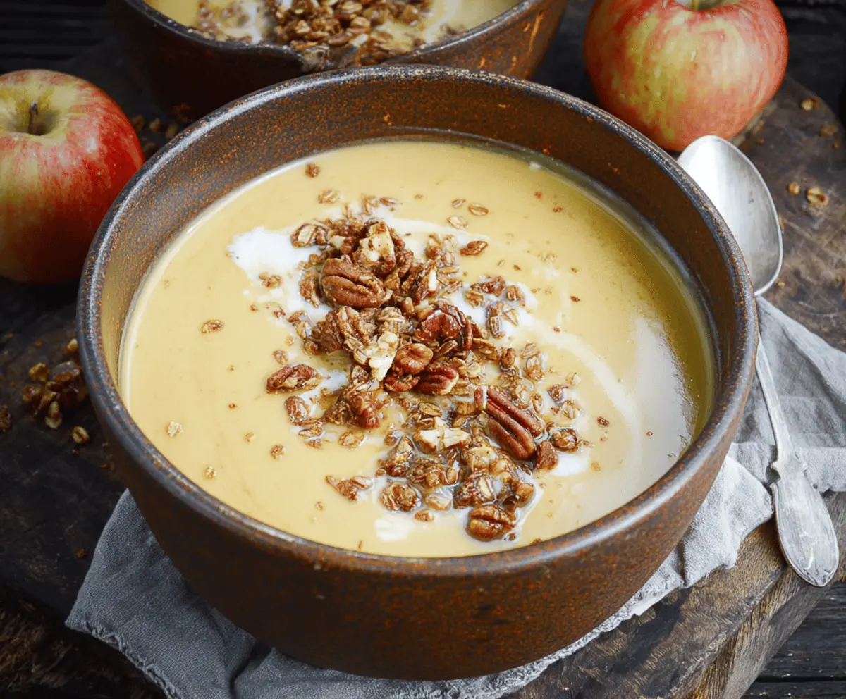 Creamy Maple Brie and Cheddar Apple Soup with Walnut-Oat Granola