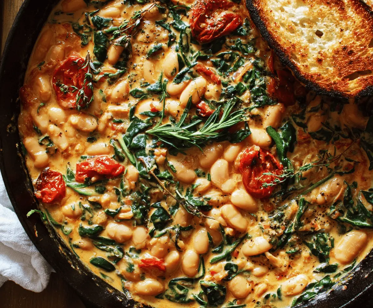 Creamy Tuscan White Bean Skillet 