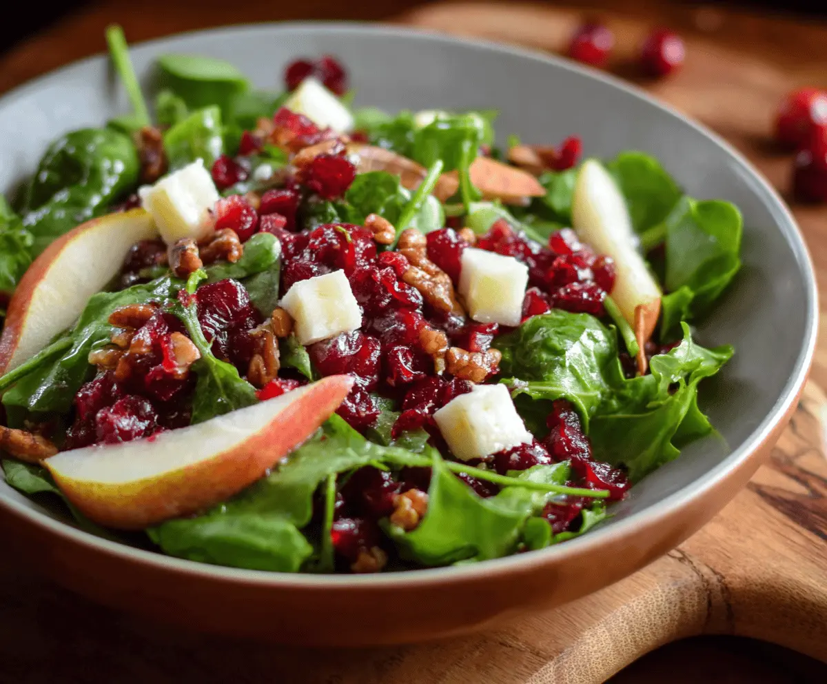 Fresh Fall Salad with Cranberry Vinaigrette and Pears