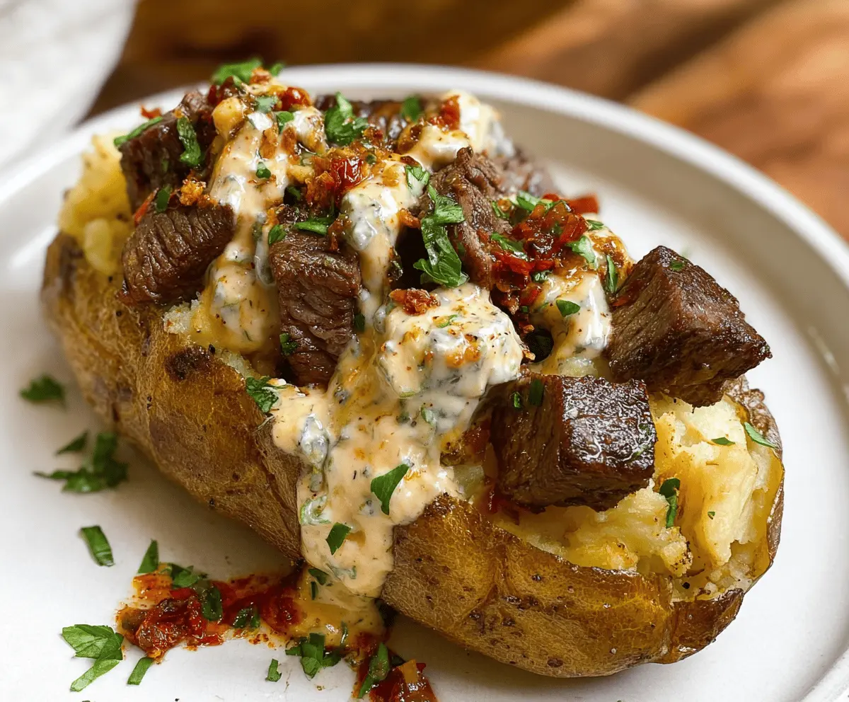 Loaded Baked Potato with Steak Bites