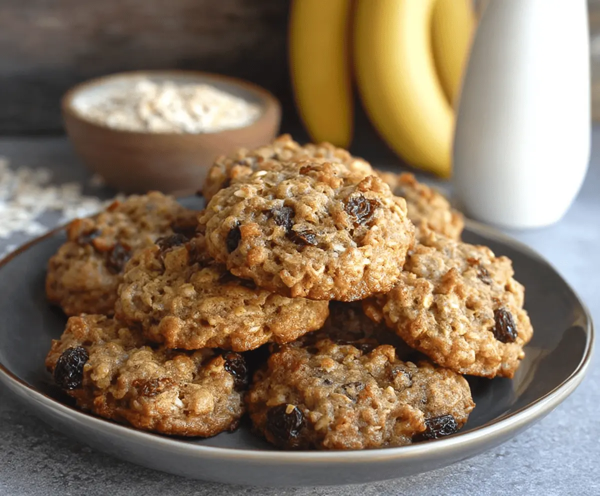 MOST AND CHEWY BANANA OATMEAL RAISIN COOKIES