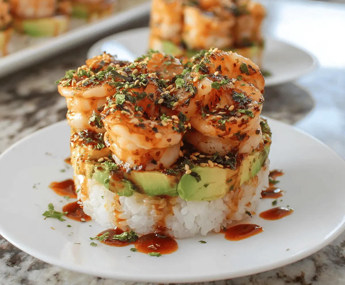 Spicy Shrimp Sushi Stacks 