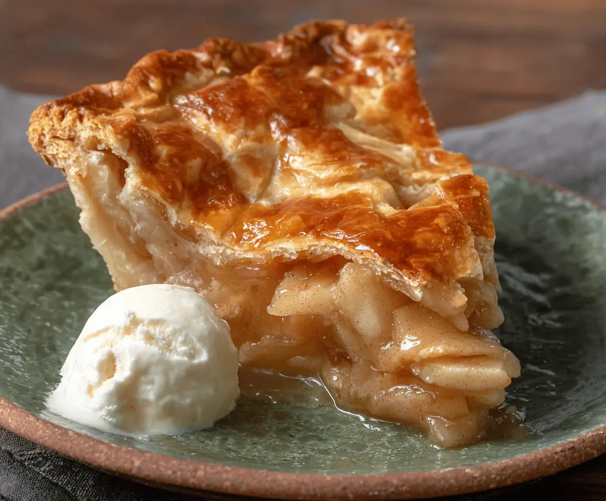 Delicious homemade Brown Bag Apple Pie with golden crust and fresh apple filling