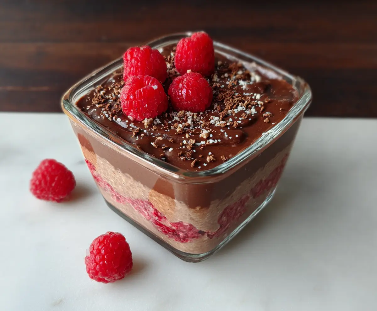 Delicious Chocolate Raspberry Overnight Weetbix served in a bowl with fresh berries.