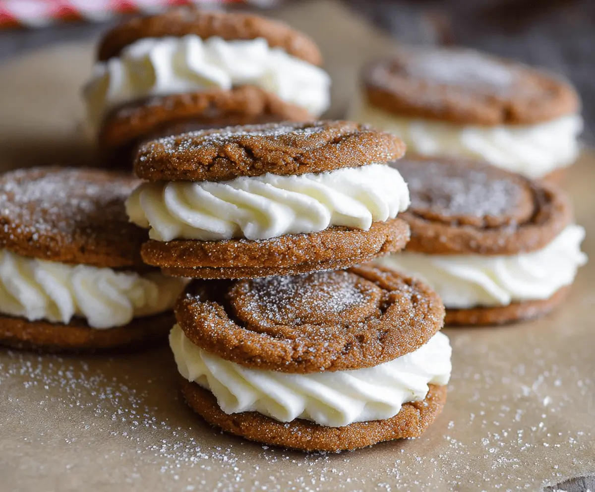 Ginger Molasses Sandwich Cookies with Buttercream Frosting